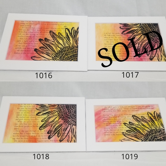 Matted Sunflower Watercolor Linocut Print - Picture 5 of 5